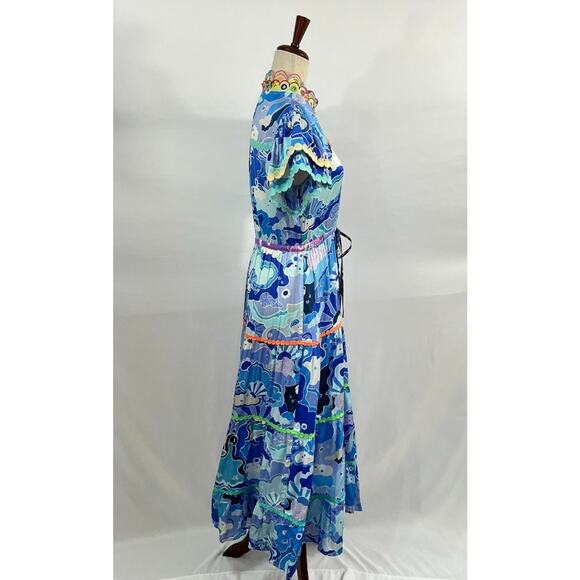 CELIAB Celia B Sz M Medium Blue Floral Adhara Midi Dress - Picture 6 of 12